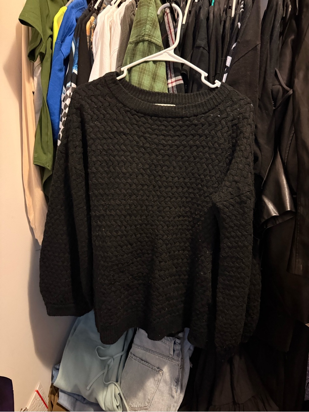 Sugarlips Black Textured Crew Neck Sweater